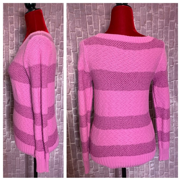 Pink & Magenta Stripe Cashmere Blend Sweater - Picture 3 of 9